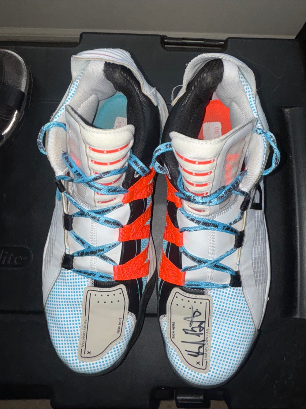 Men's Performance Sneakers - White with Blue & Orange Accents